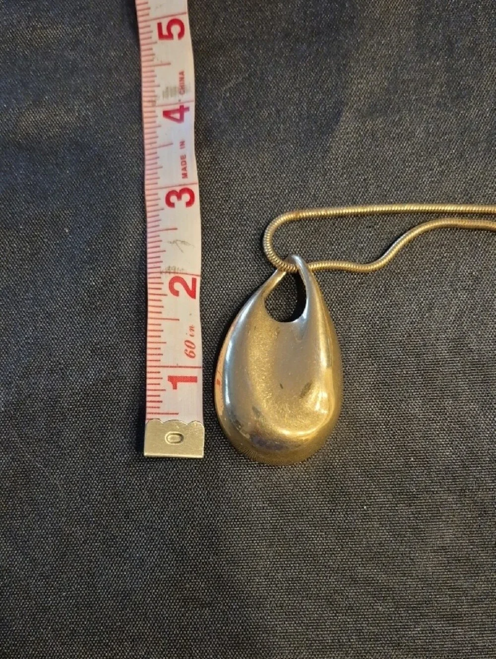 Vintage Trifari Gold Teardrop Pendant Necklace On Snake Chain